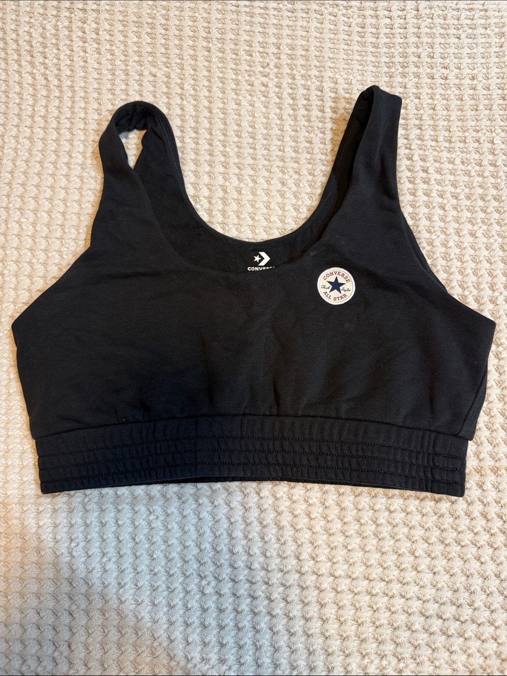 Converse Black Cropped Logo Sports Bralette